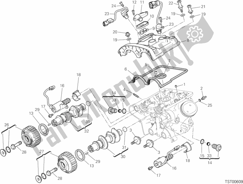 Alle onderdelen voor de Verticale Cilinderkop - Timing van de Ducati Multistrada 1260 ABS Thailand 2019